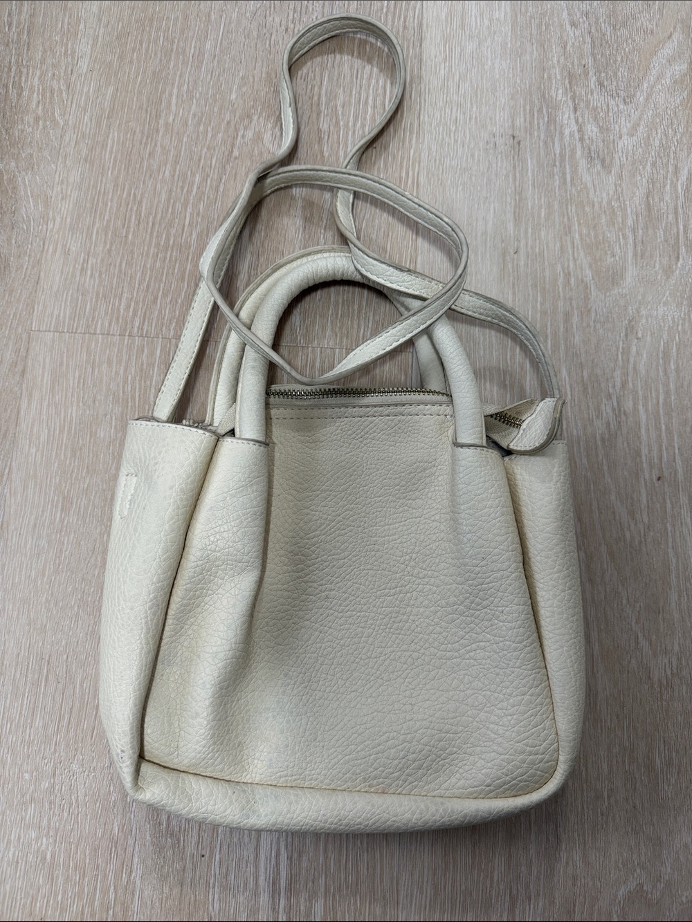 Structured Cream Shoulder Bag with Dual Handles